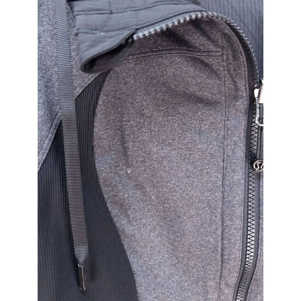 Lululemon Reversible Dance Studio Jacket Black Gray Size 8 Hooded Zip